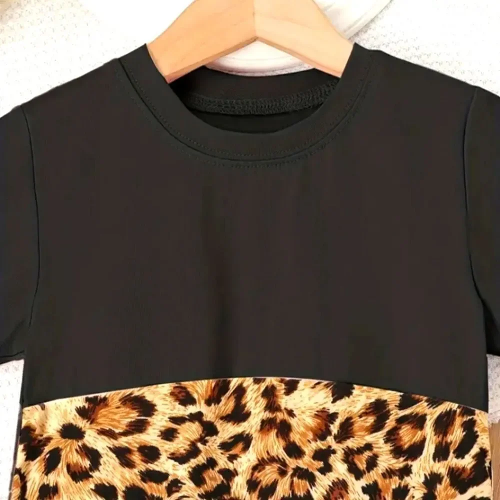 Girls Colorblock animal print t-shirt dress sz 7-8Y